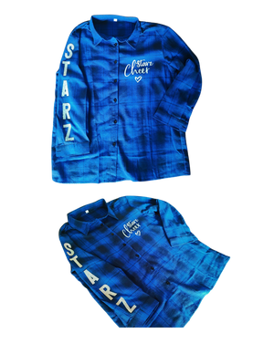 Plaid Print Flannel Shirt (Blue & Black)